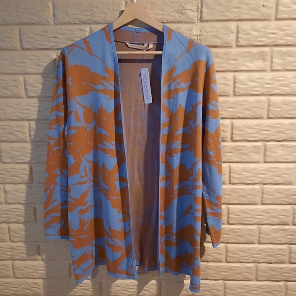 Soft Surroundings Sweaters - Soft Surroundings Cardigan Sweater Size Large Blue Rust Orange‎ Royal Bay Open